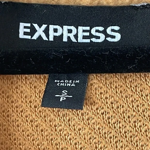 Express Yellow Mustard Open Cardigann duster size pea coat small petite SP - Picture 2 of 11